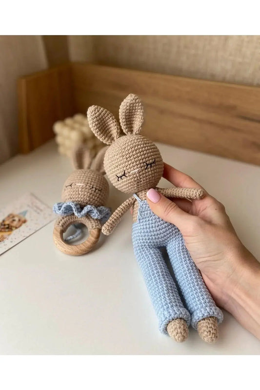 Crochet Rabbit Newborn Gift Toy Set (2 Pieces) - Joy Gift London