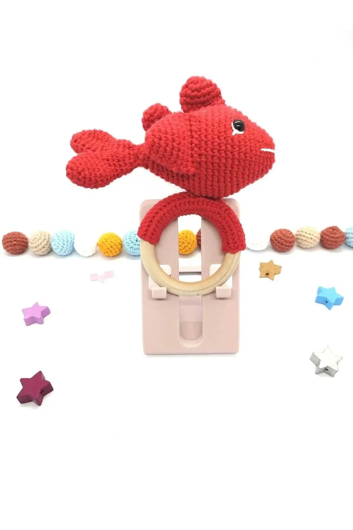 Crochet Rattle Toy Orange Fish - Joy Gift London