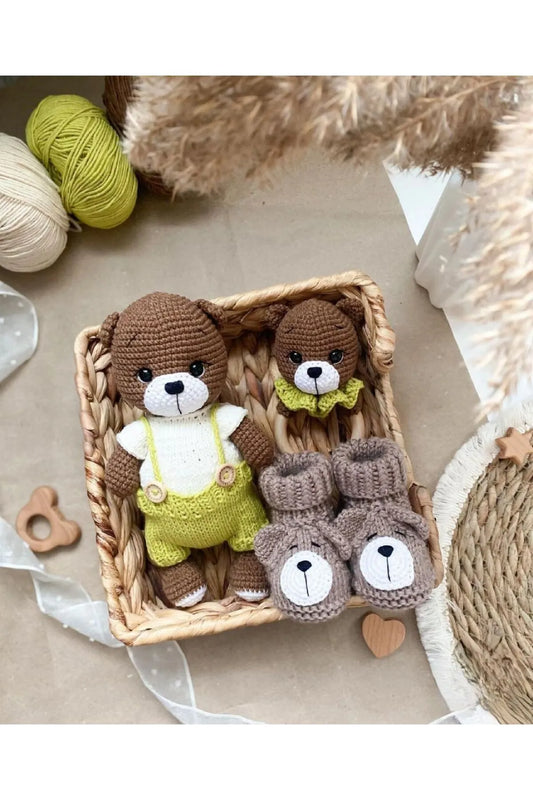 Crochet Newborn 3pc Teddy Bear Gift Toy Set