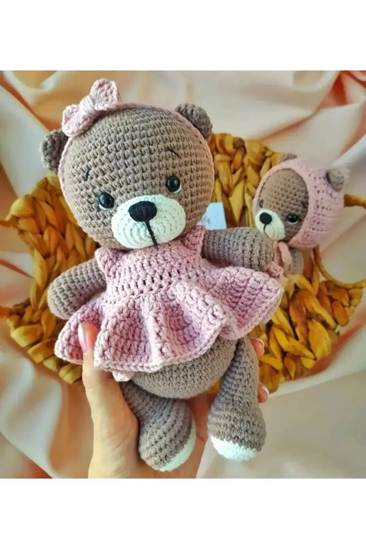 Crochet Teddy Bear Newborn Gift Toy Set (2 Pieces) - Joy Gift London