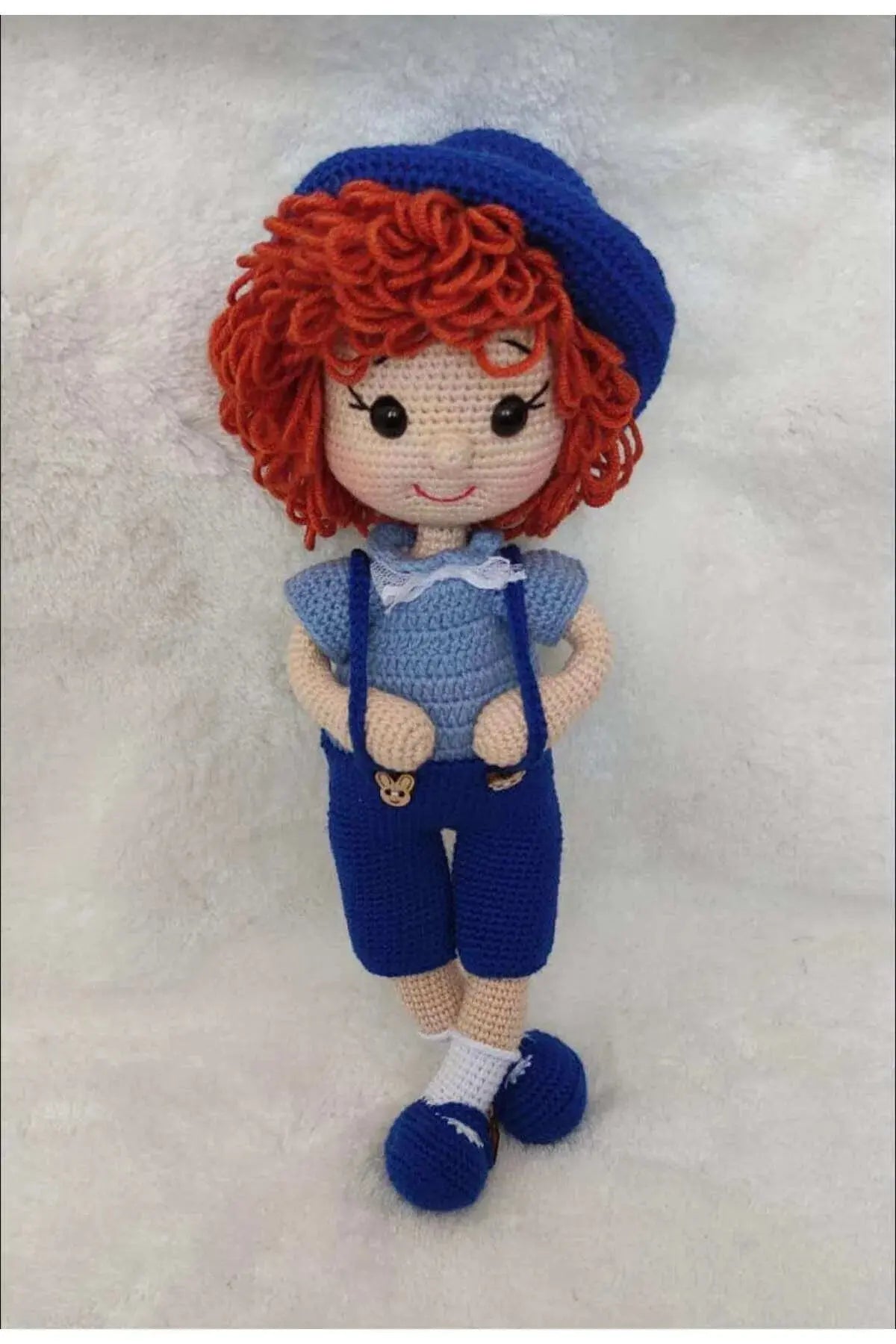 Blue Jumpsuit Crochet Little Boy Toy - Soft & Durable, Enhances Fine Motor Skills - Joy Gift London