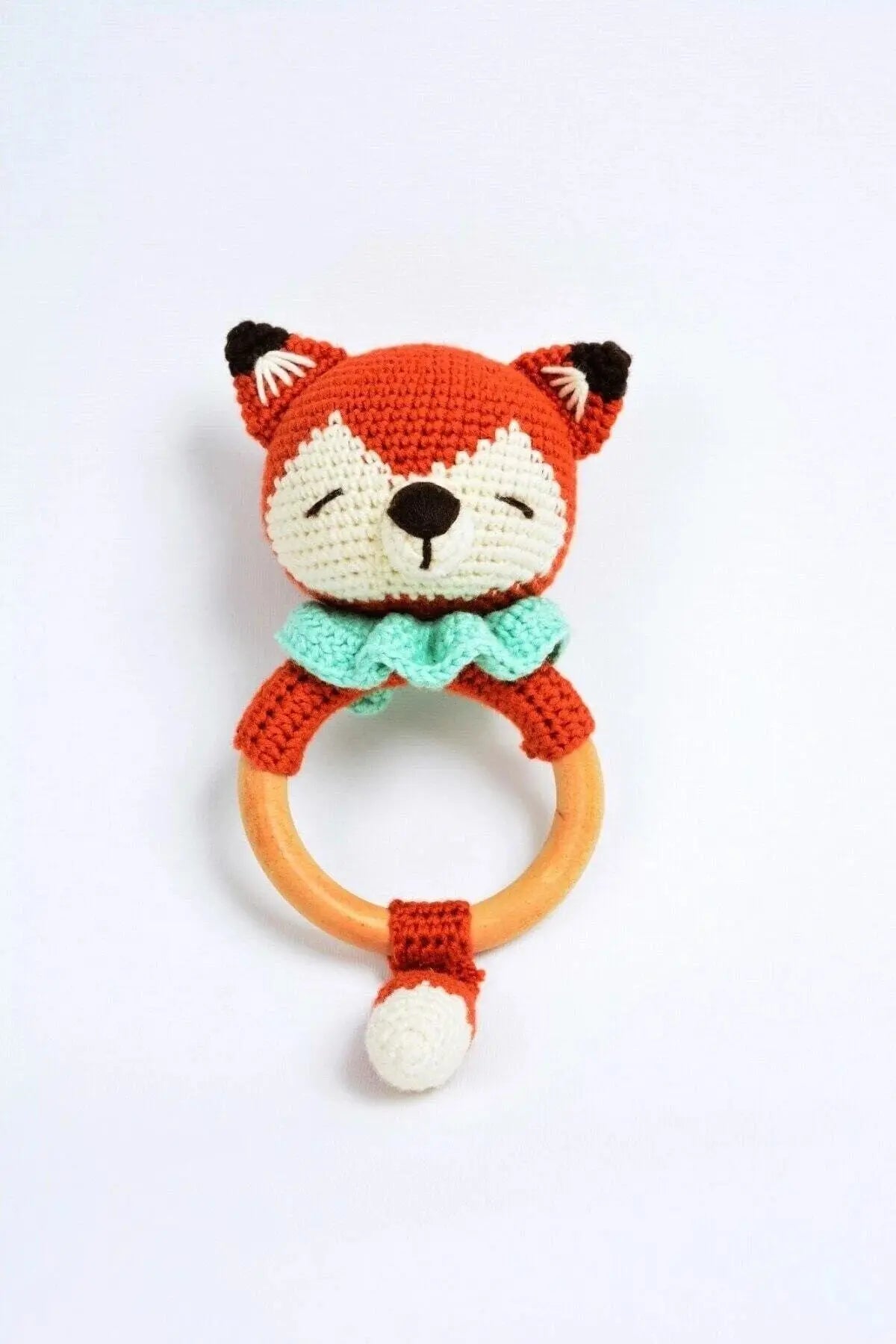 Crochet Fox Rattle Toy | Soft and Safe Baby Teething Toy | Handmade | Stimulating Sound | Gender-Neutral Design - Joy Gift London