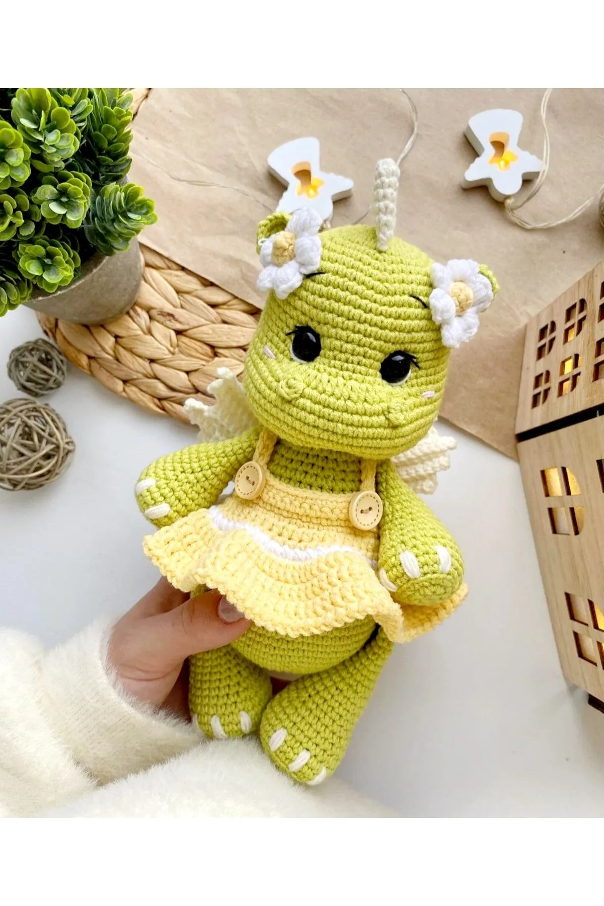 Crochet Cute Green Dino Toy