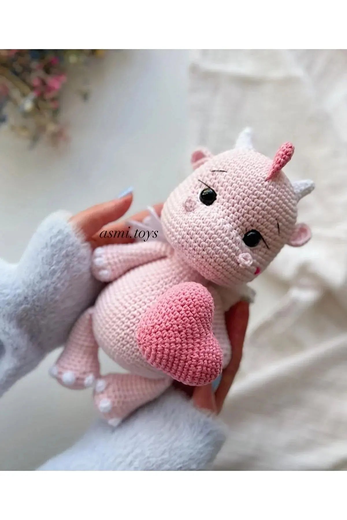 Crochet Cute Pink Dino Toy - Joy Gift London