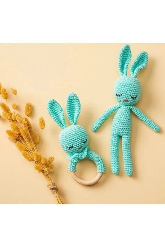 Crochet Rabbit and Rattle Toy Set 2pc - Joy Gift London