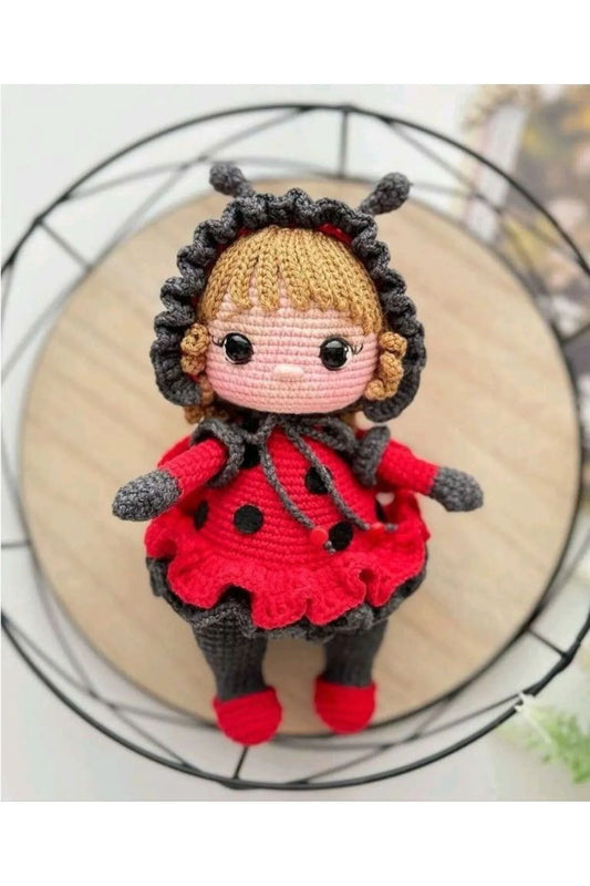 Crochet Cute Ladybird Girl Doll Toy