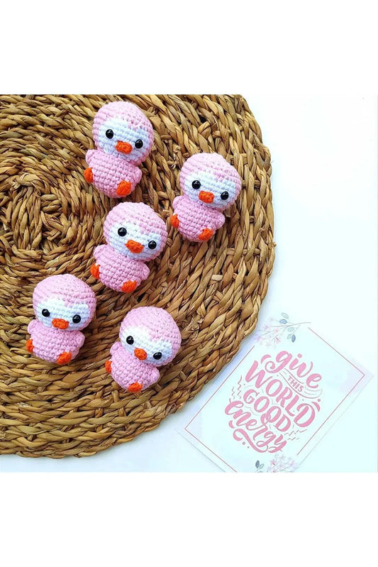 Crochet Pink Penguin Keychain - Cute and Stylish 3D Penguin Charm for Keys or Bags - Joy Gift London