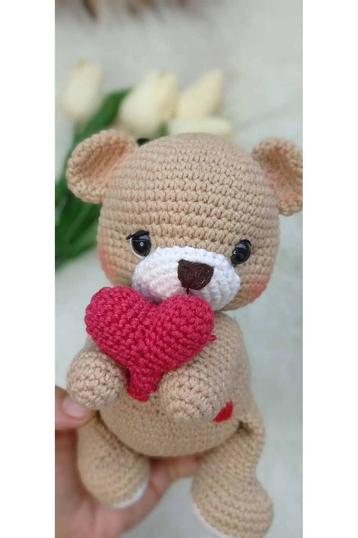 Crochet Romantic Teddy Bear with Heart