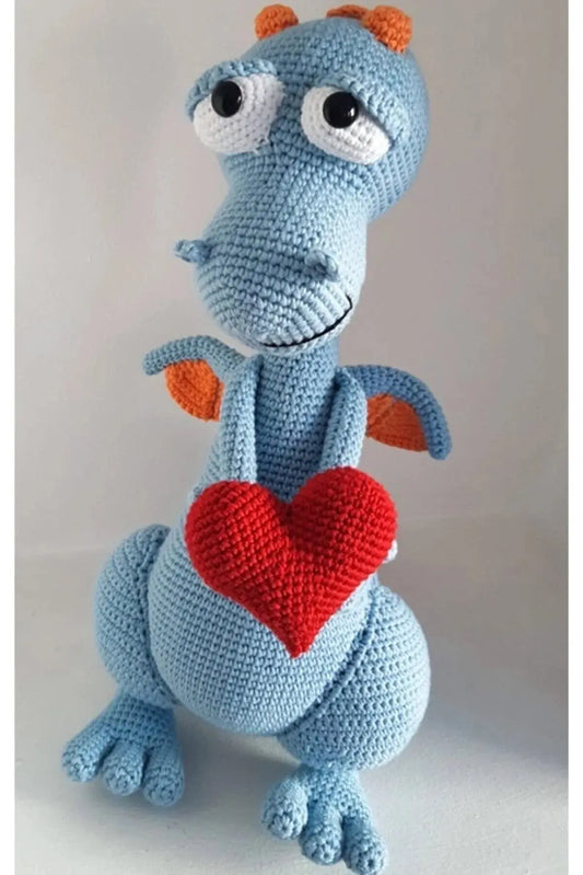 Crochet Dinosaur Toy with Heart - Joy Gift London