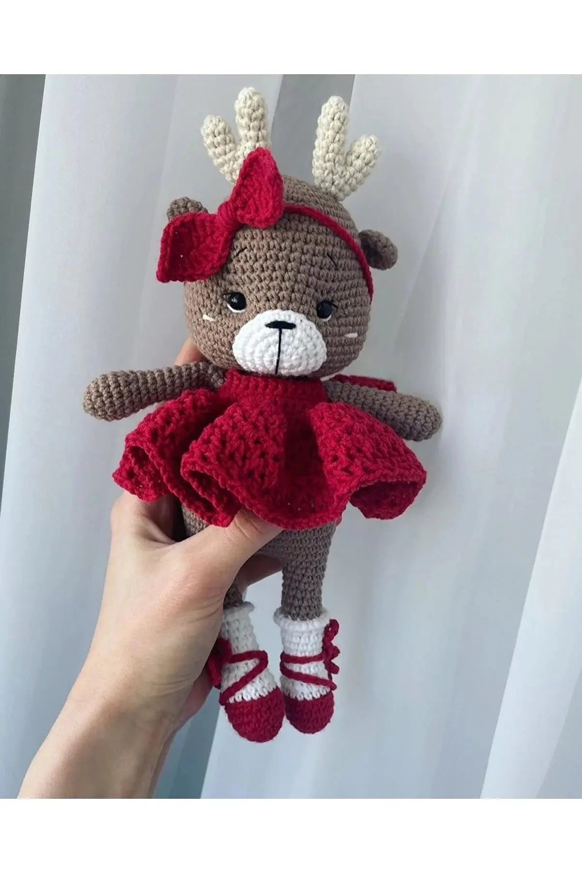 Crochet Doe Red Dress Toy - Joy Gift London