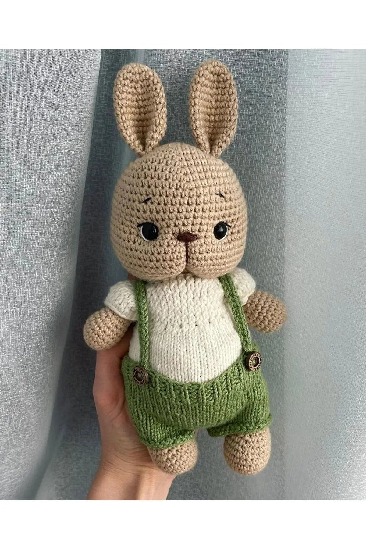 Cute Green Jumpsuit Crochet Rabbit Toy - Joy Gift London