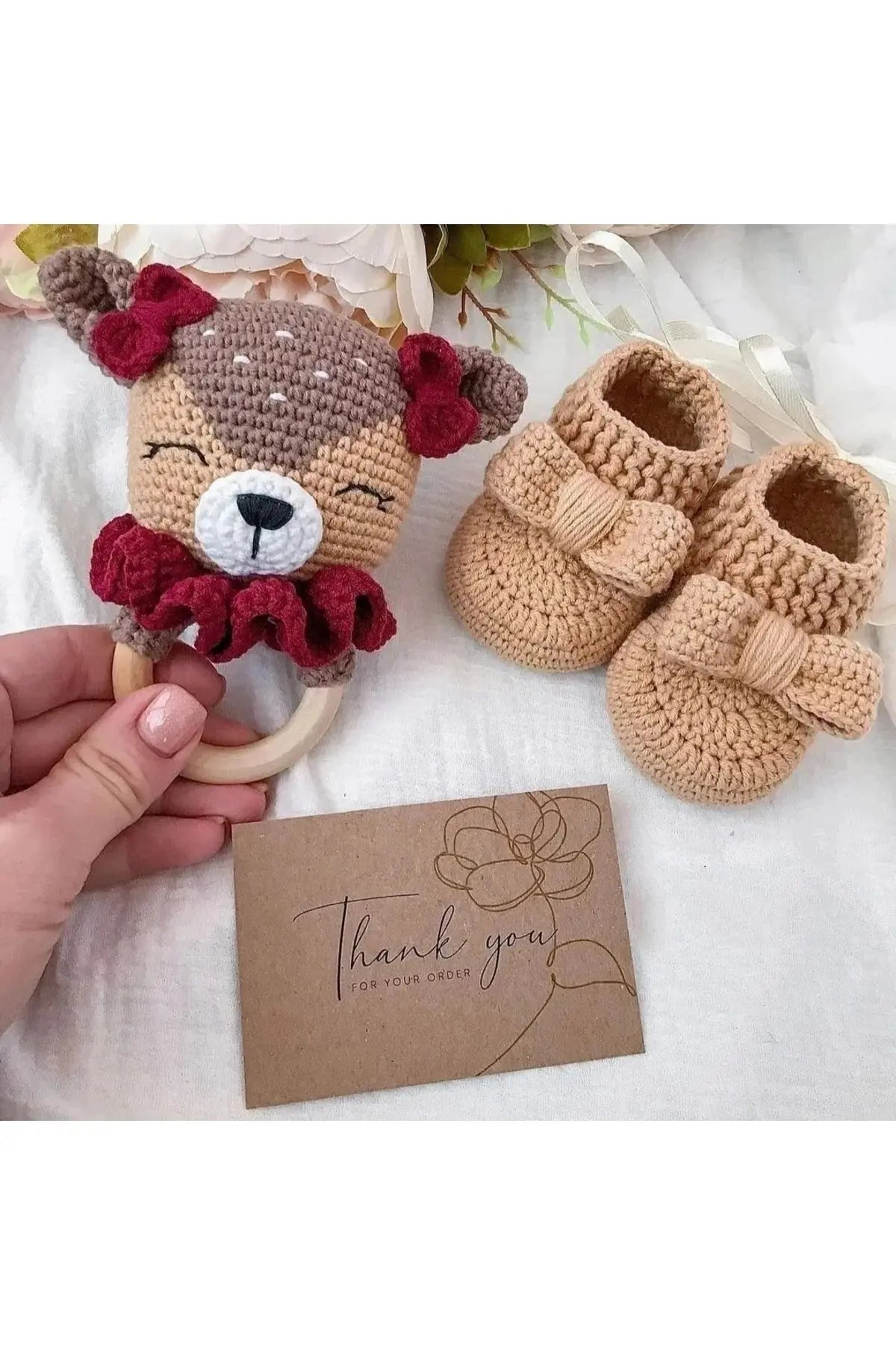 Crochet Newborn Gift Toy Set Deer 2pc - Joy Gift London