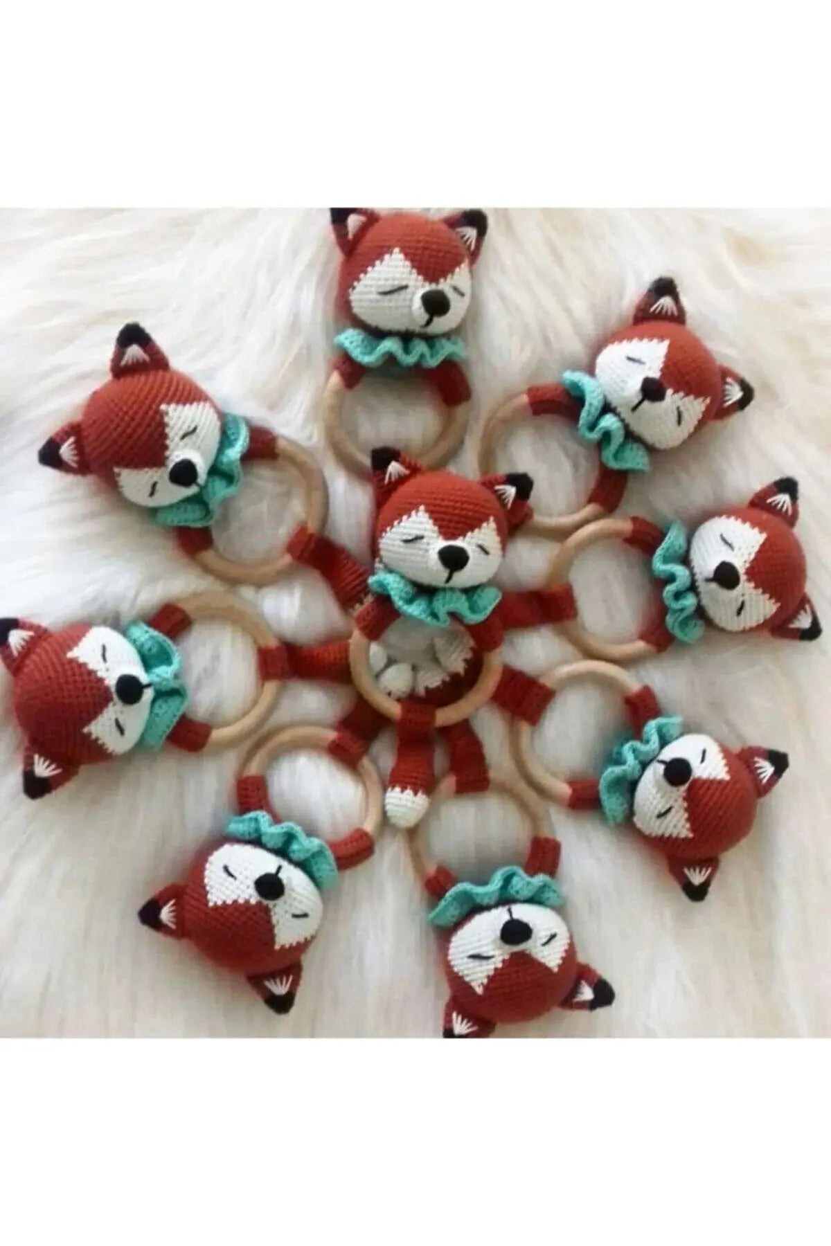 Crochet Fox Rattle Toy | Soft and Safe Baby Teething Toy | Handmade | Stimulating Sound | Gender-Neutral Design - Joy Gift London