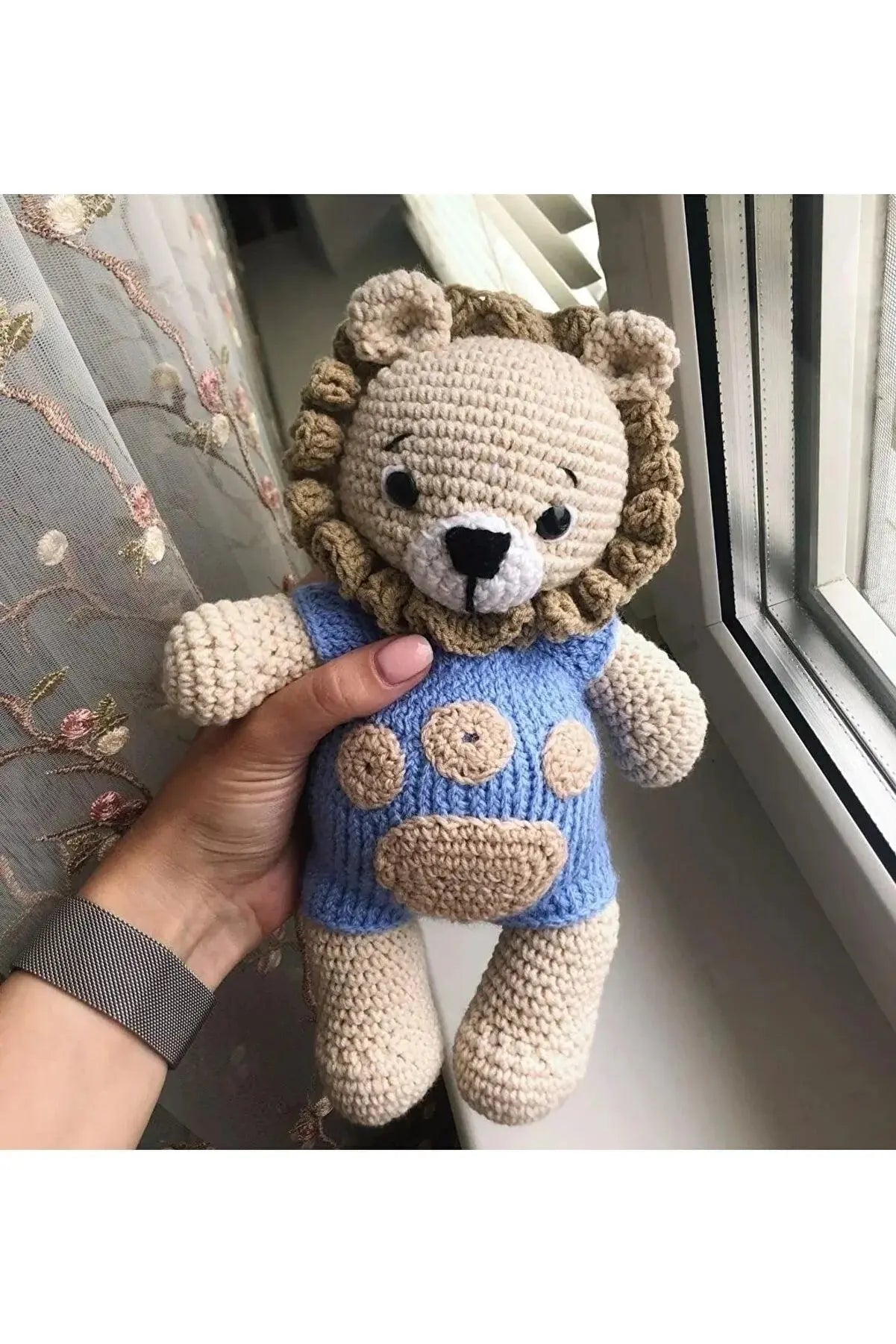 Crochet Lion Boy Blue Jumpsuit Toy - Joy Gift London