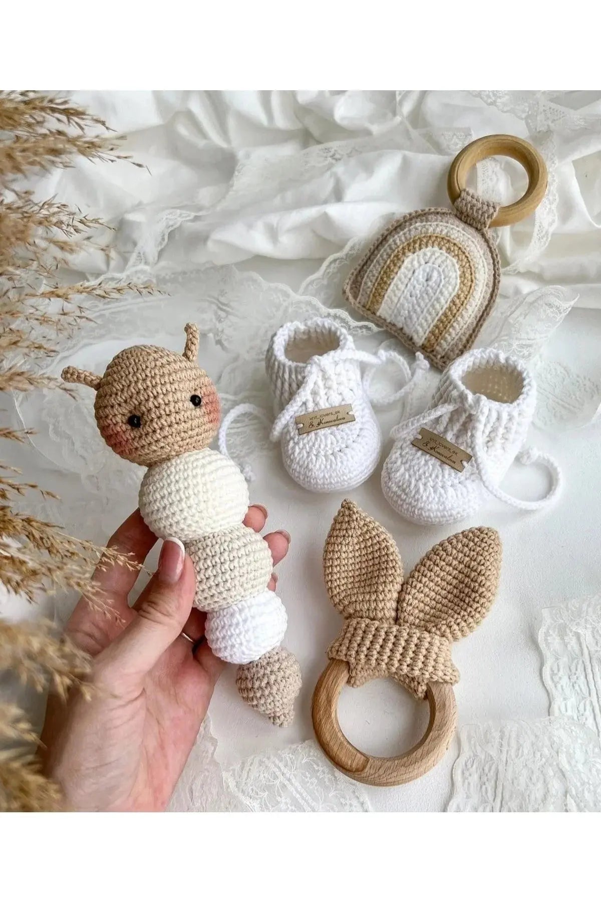 Crochet Caterpillar Newborn Gift Toy Set (4 Pieces) - Joy Gift London