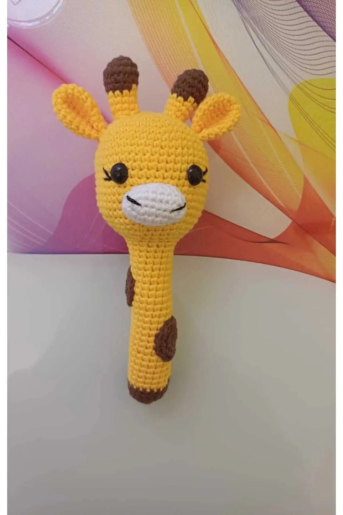 Crochet Giraffe Rattle Toy with Bell Joy Gift London