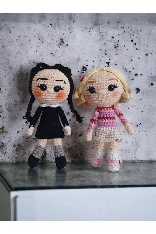 Crochet Wednesday Addams and Enid Doll Toy - Joy Gift London