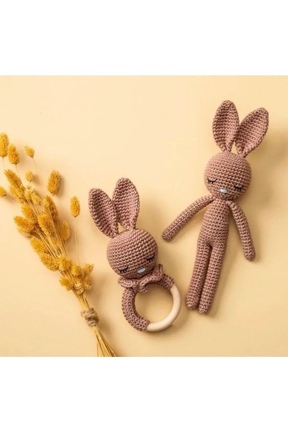 Crochet Rabbit and Rattle Toy Set 2pc - Joy Gift London