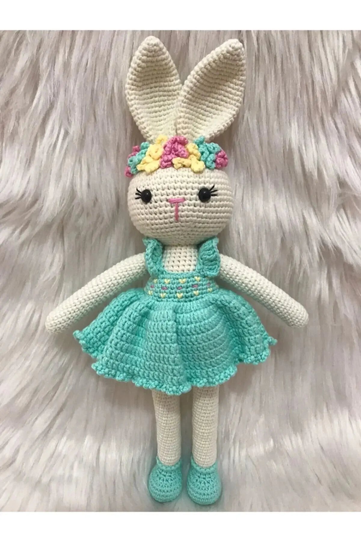 Crochet Cute Rabbit in Blue Fancy Dress Toy - Joy Gift London