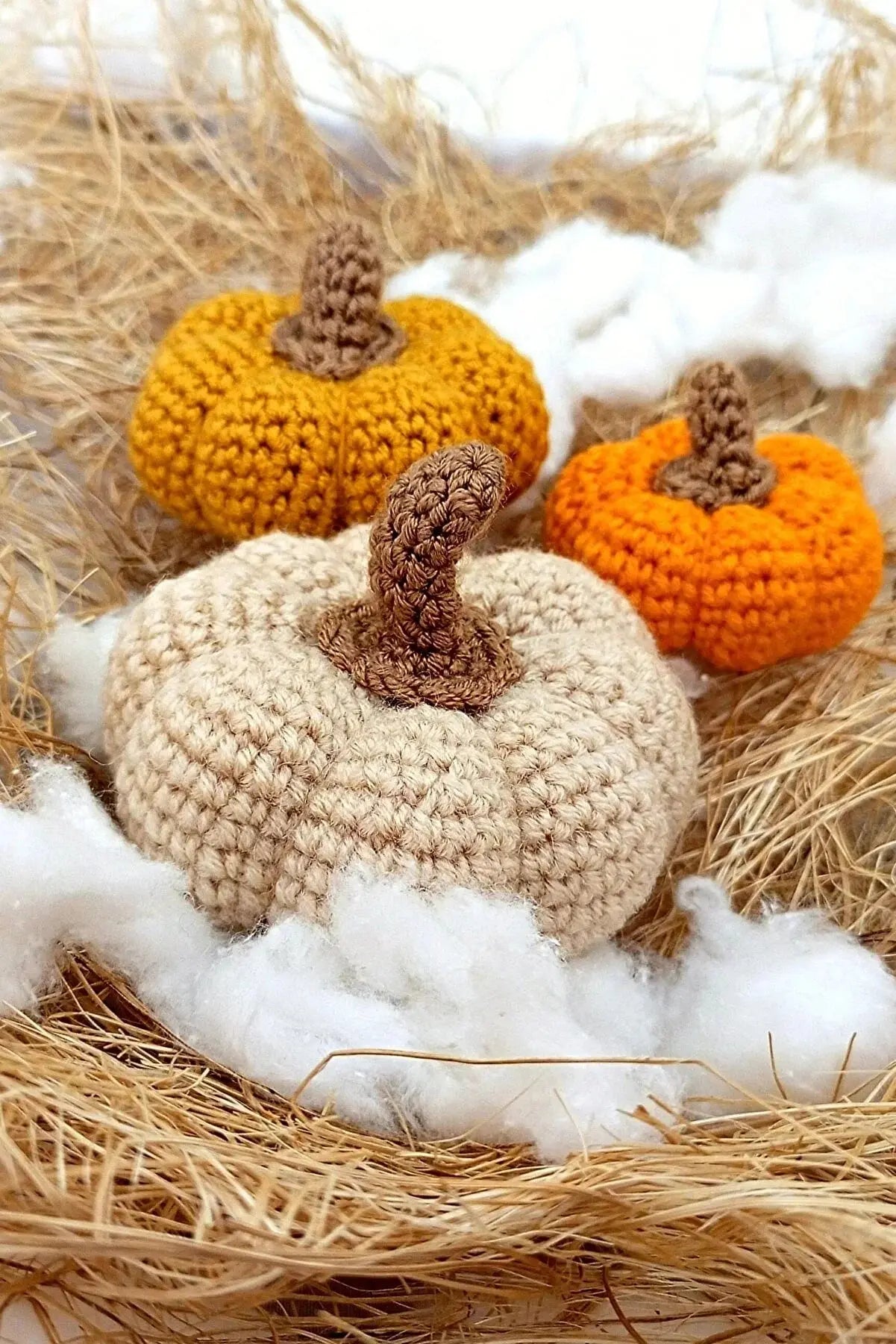 Handmade Crochet Pumpkin Halloween Decorations - Set of 3 - Joy Gift London