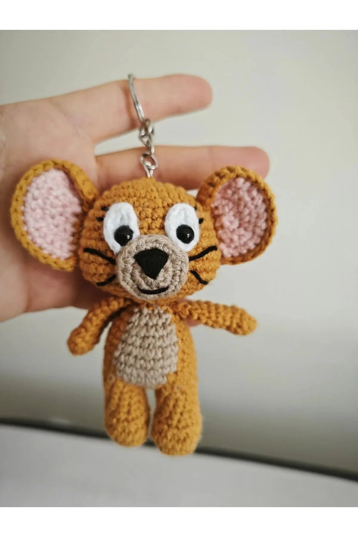 Crochet Jerry Mouse Keychain - Whimsical Handcrafted Accessory - Joy Gift London