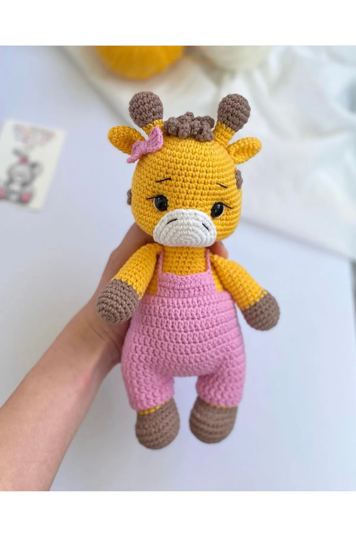 Crochet Cute Giraffe in Pink Jumpsuit Toy