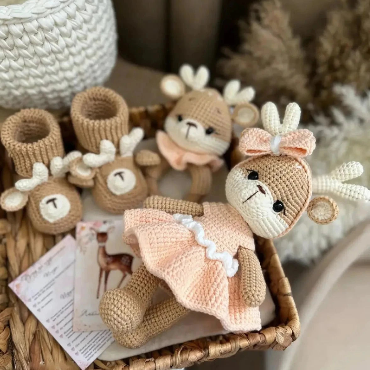 Crochet Rabbit Girl Newborn Gift Toy Set (3 Pieces) - Joy Gift London