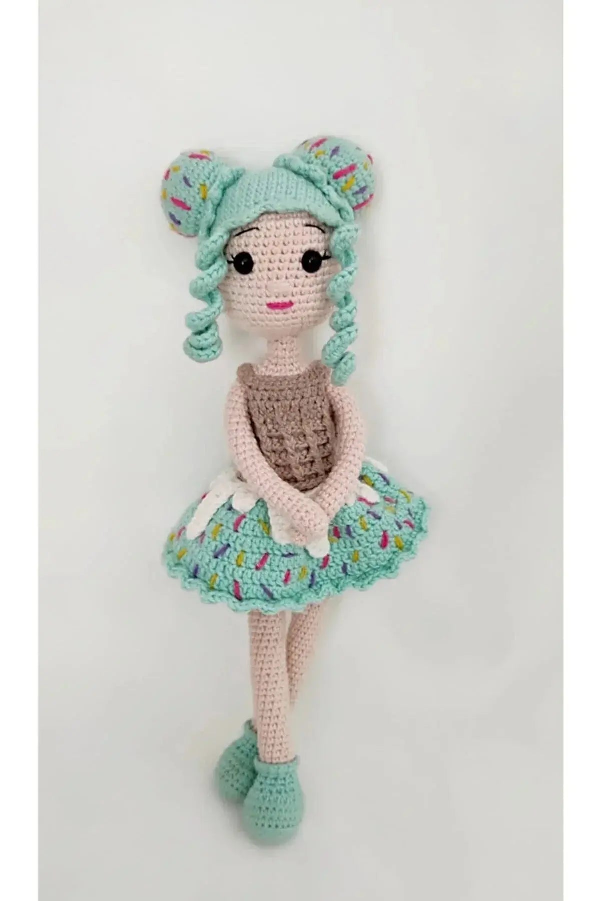 Crochet Blue Cupcake Girl Doll Toy - Joy Gift London