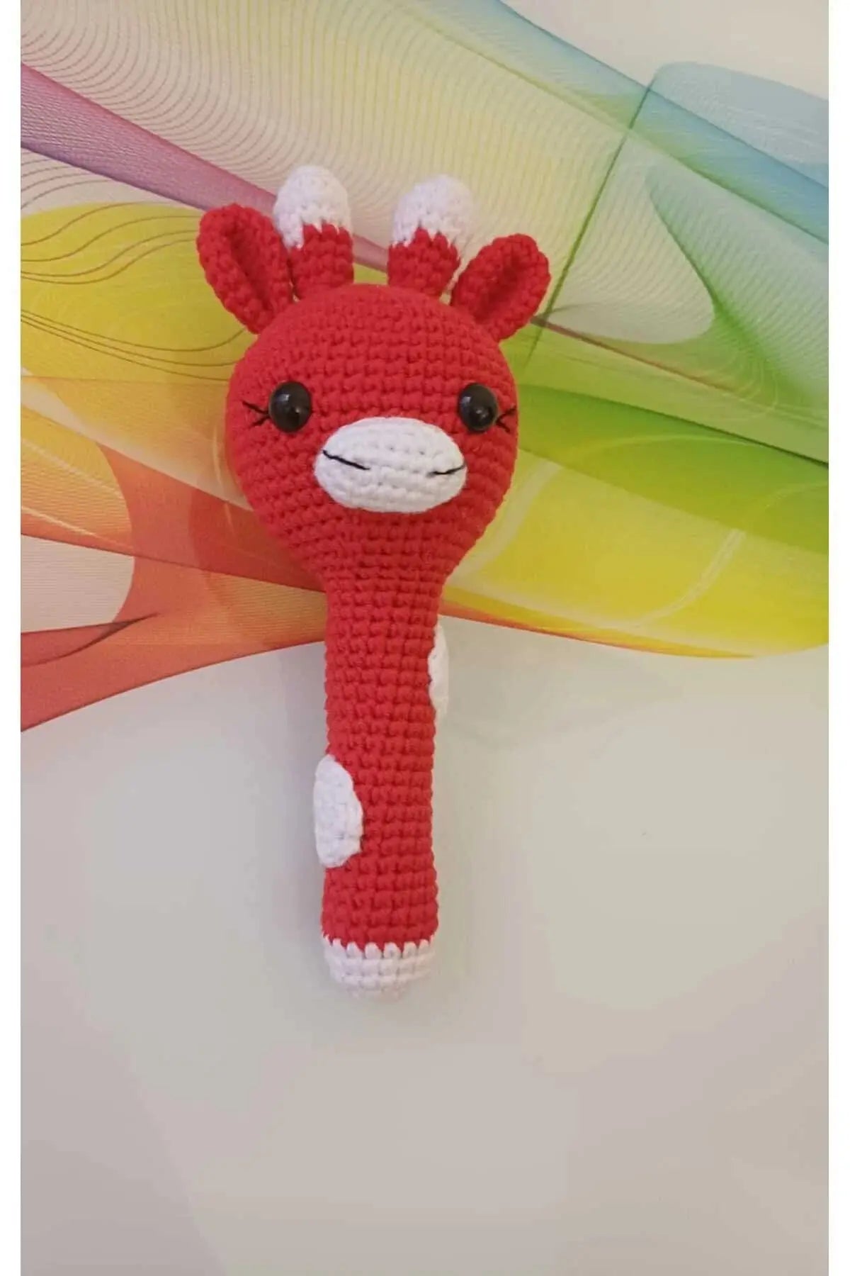 Crochet Giraffe Rattle Toy with Bell Joy Gift London