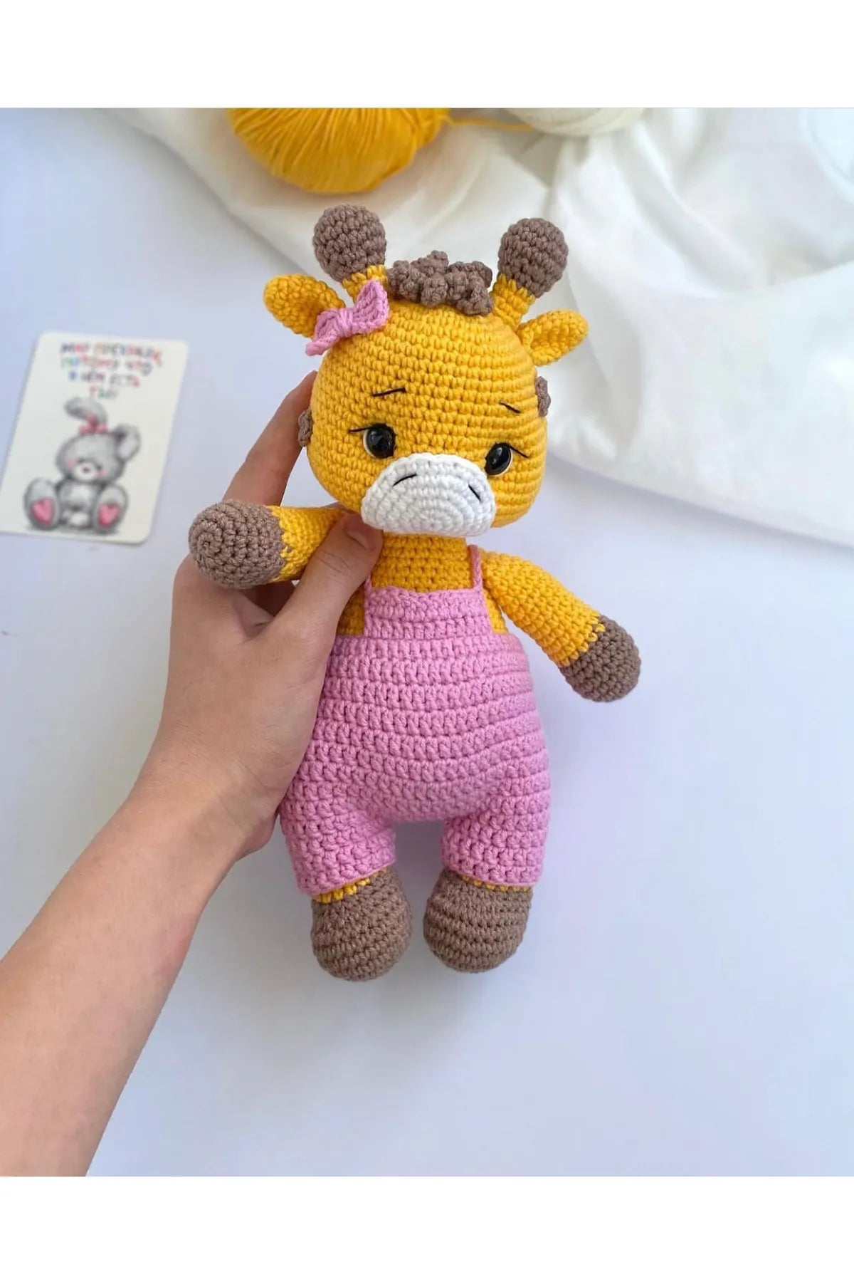 Crochet Cute Giraffe in Pink Jumpsuit Toy