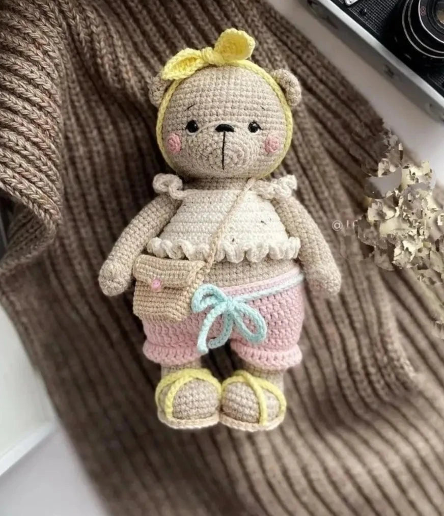 Crochet Teddy Bear Plush Toy - Adorable, Handcrafted Stuffed Animal - Joy Gift London