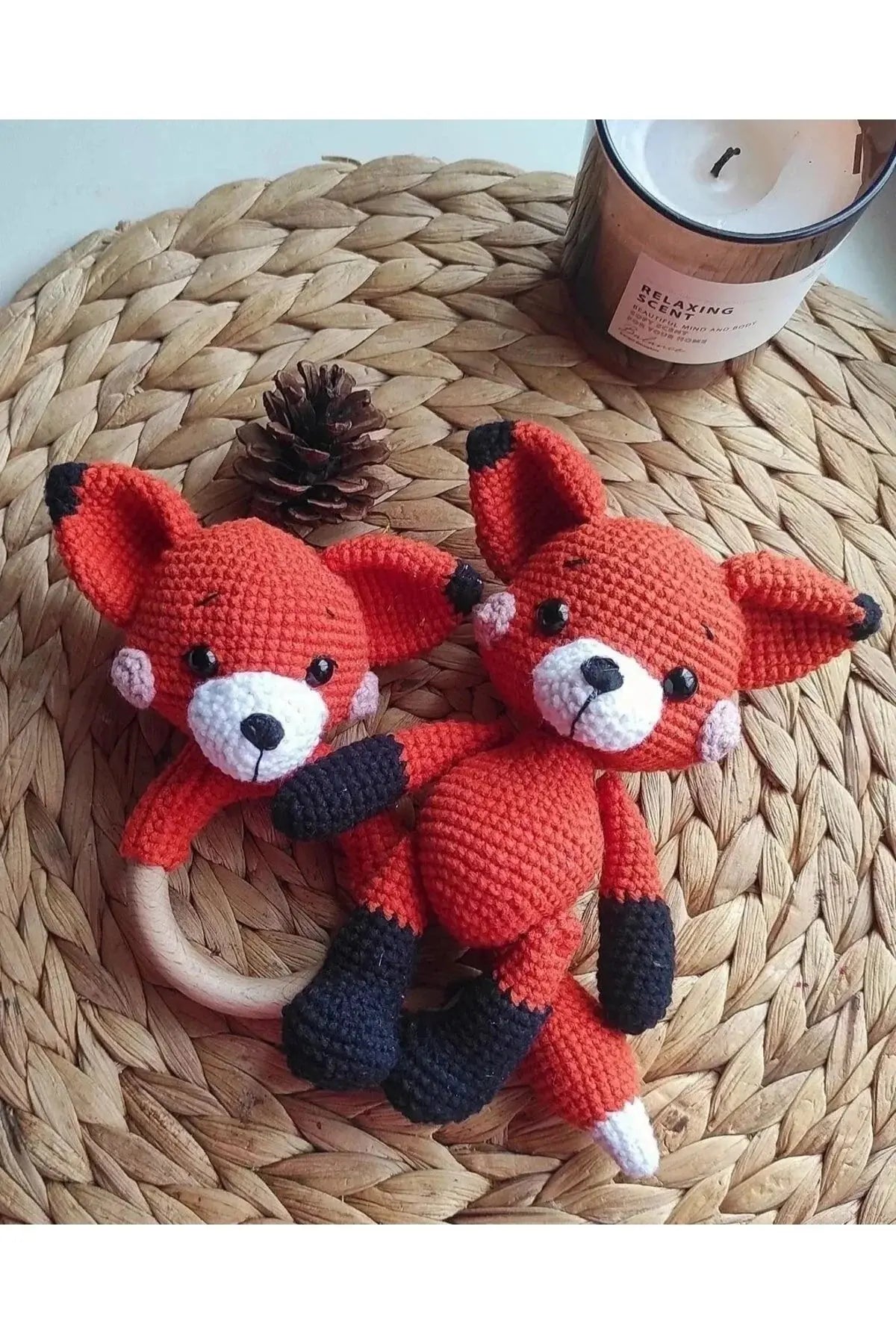 Crochet Fox Newborn Gift Toy Set (2 Pieces) - Joy Gift London