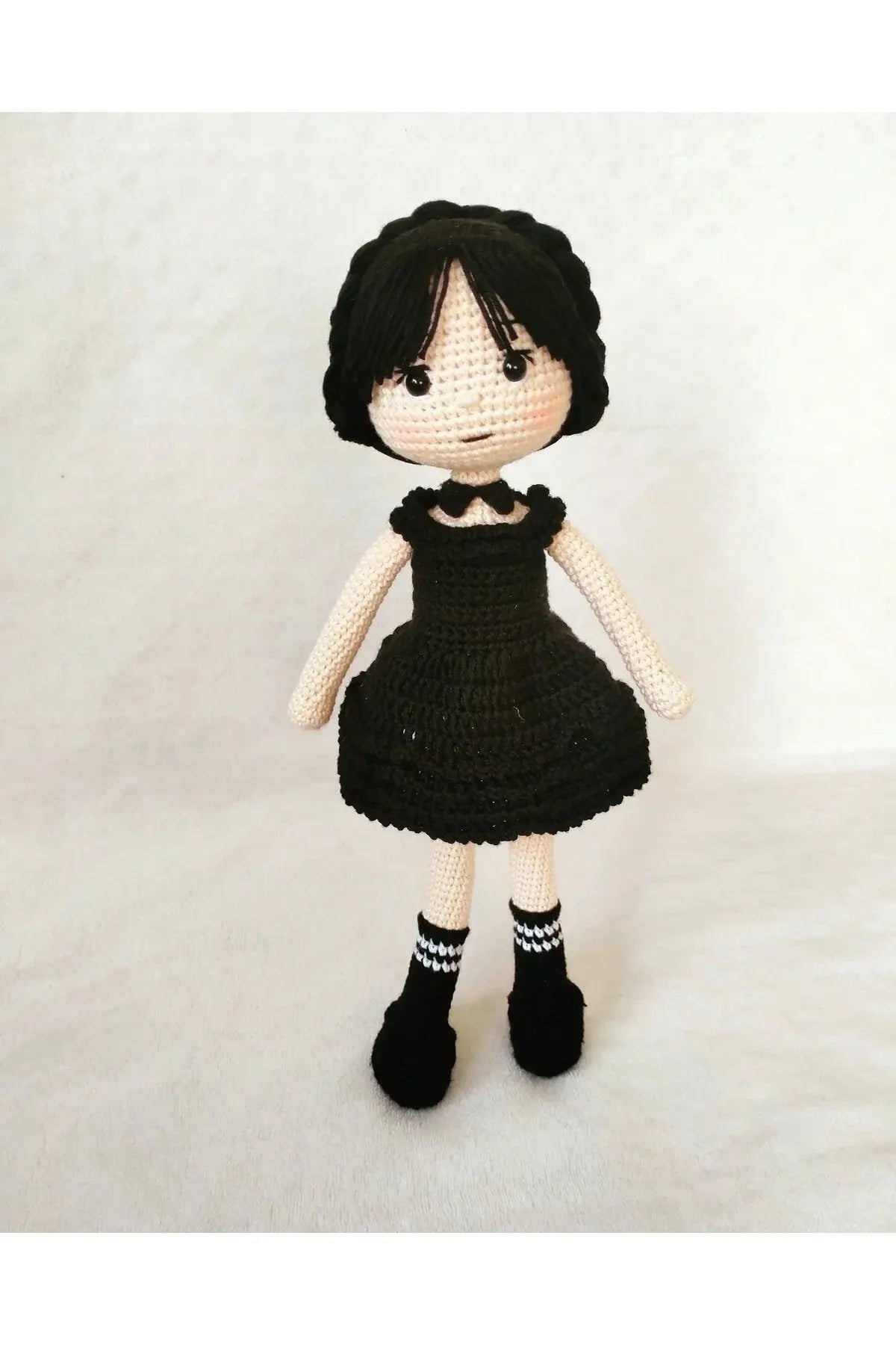 Crochet Cute Wednesday Addams Doll Toy 32cm - Joy Gift London