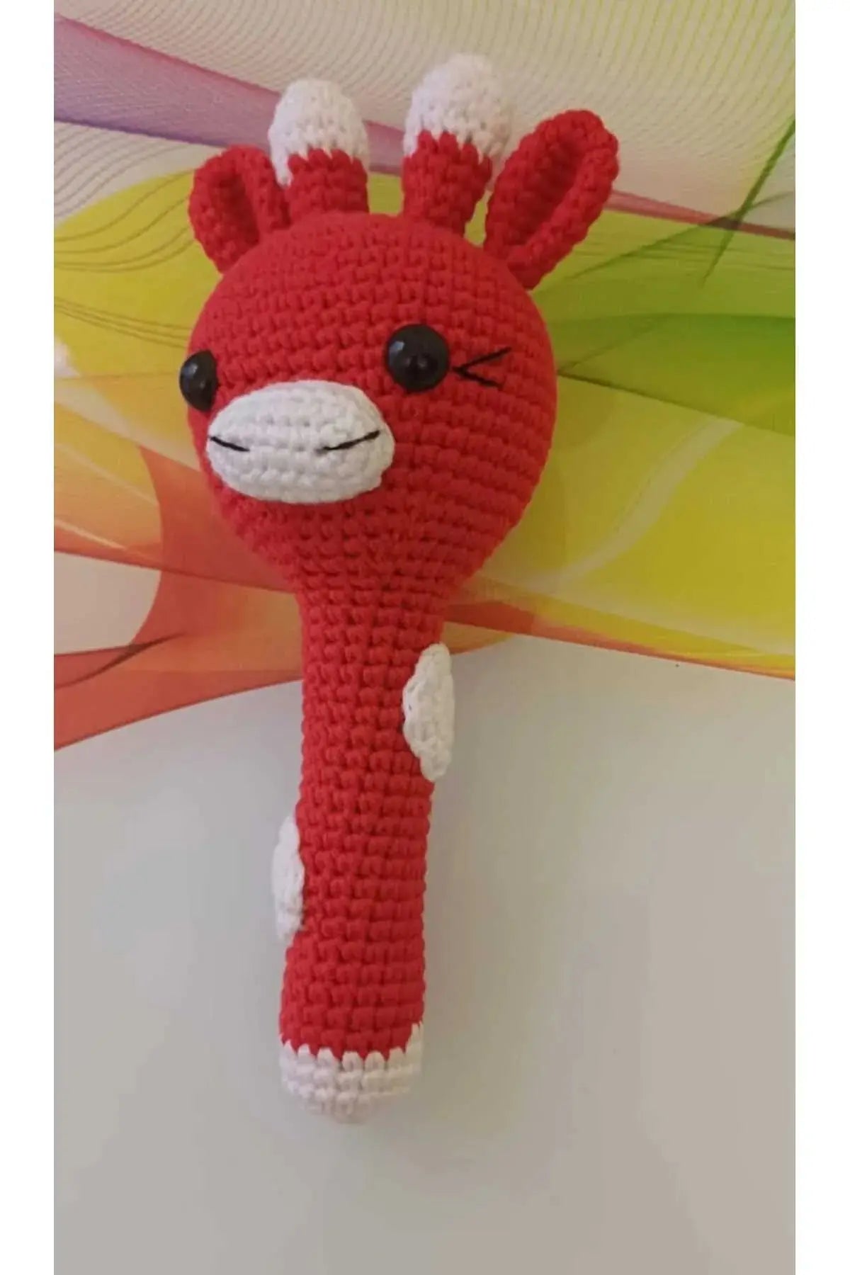 Crochet Giraffe Rattle Toy with Bell Joy Gift London