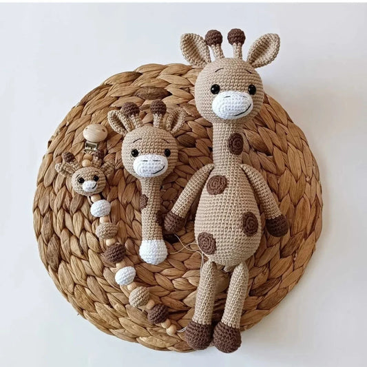 Crochet Toy Set Brown Giraffe