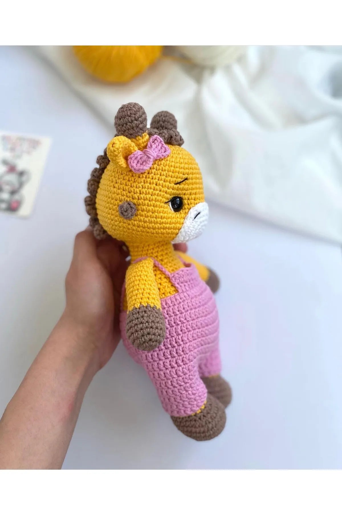 Crochet Cute Giraffe in Pink Jumpsuit Toy