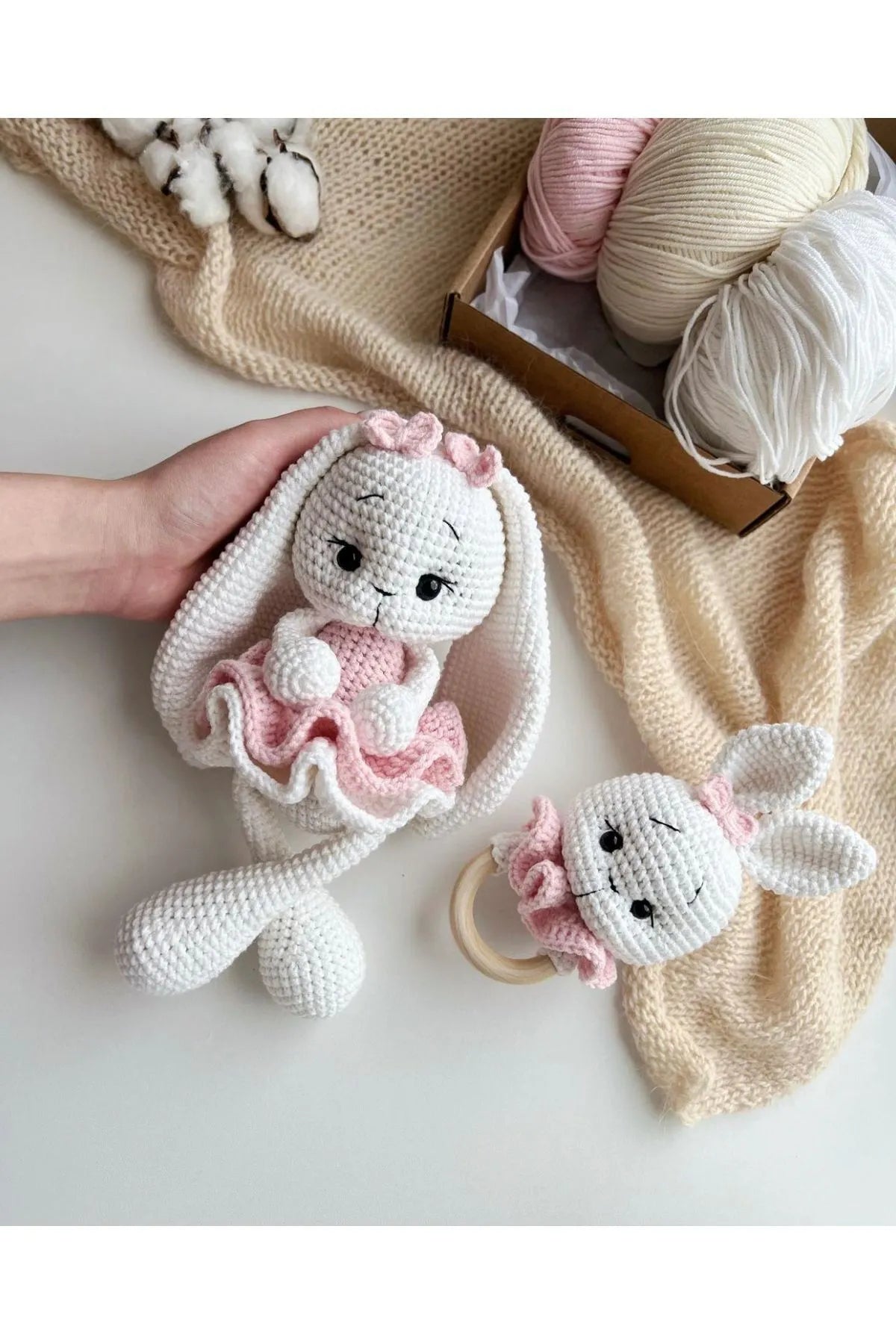 Crochet Toy Set Long Ear Rabbit 2pc