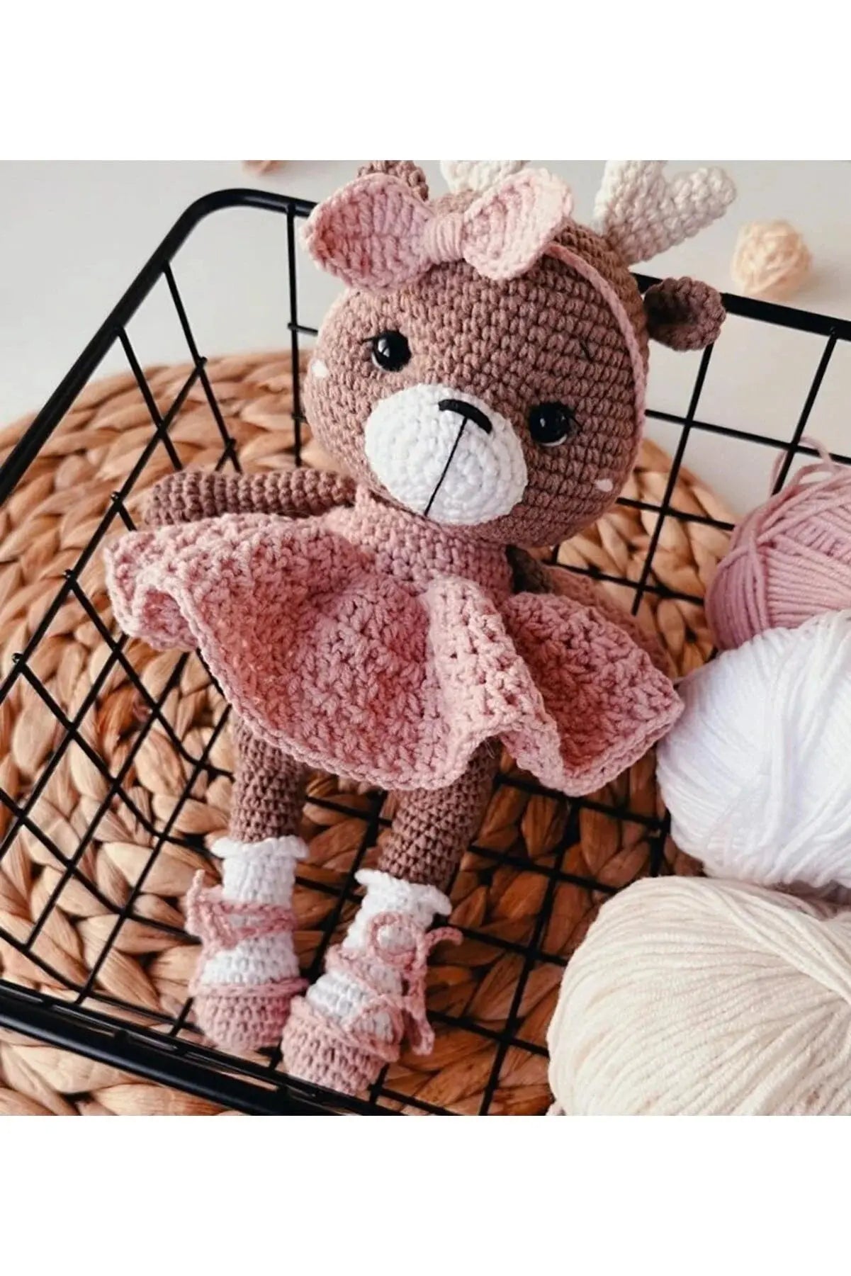 Crochet Doe Pink Dress Toy - Joy Gift London