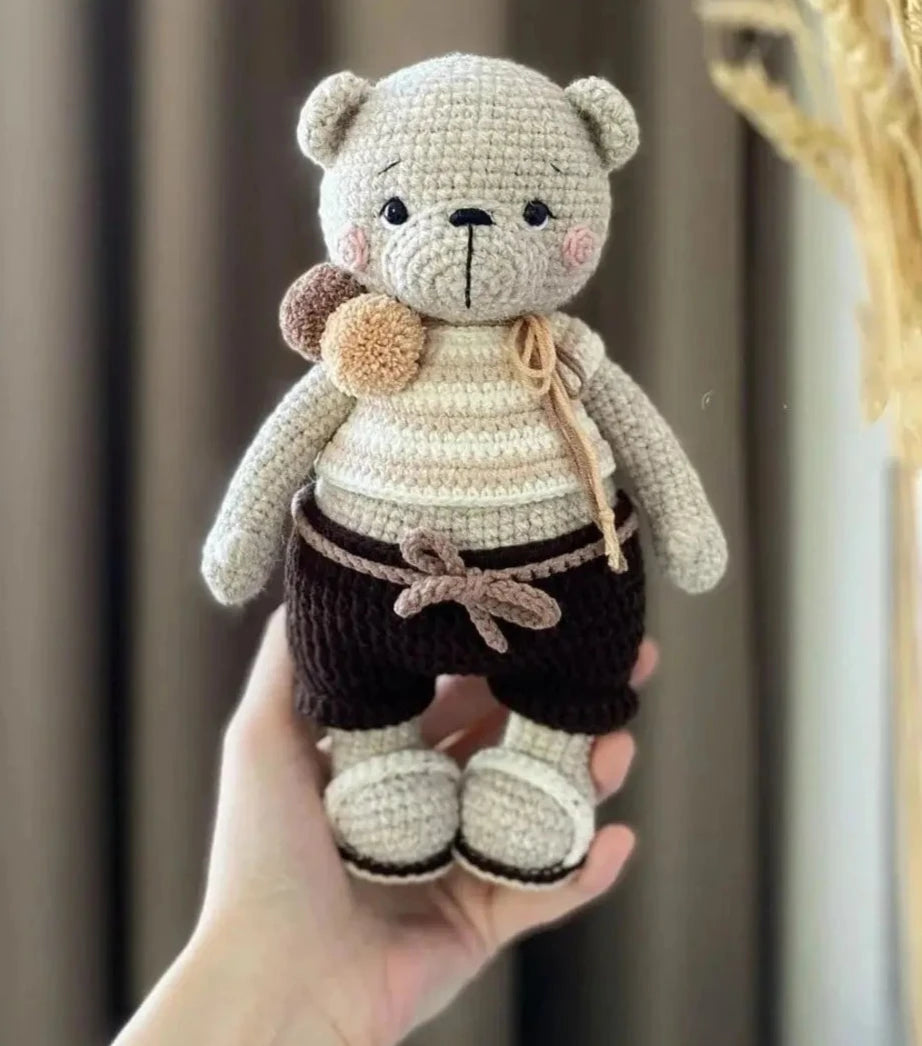 Crochet Teddy Bear Plush Toy - Handmade, Adorable Gift for Kids - Soft and Cuddly- Ages 3+ - Joy Gift London