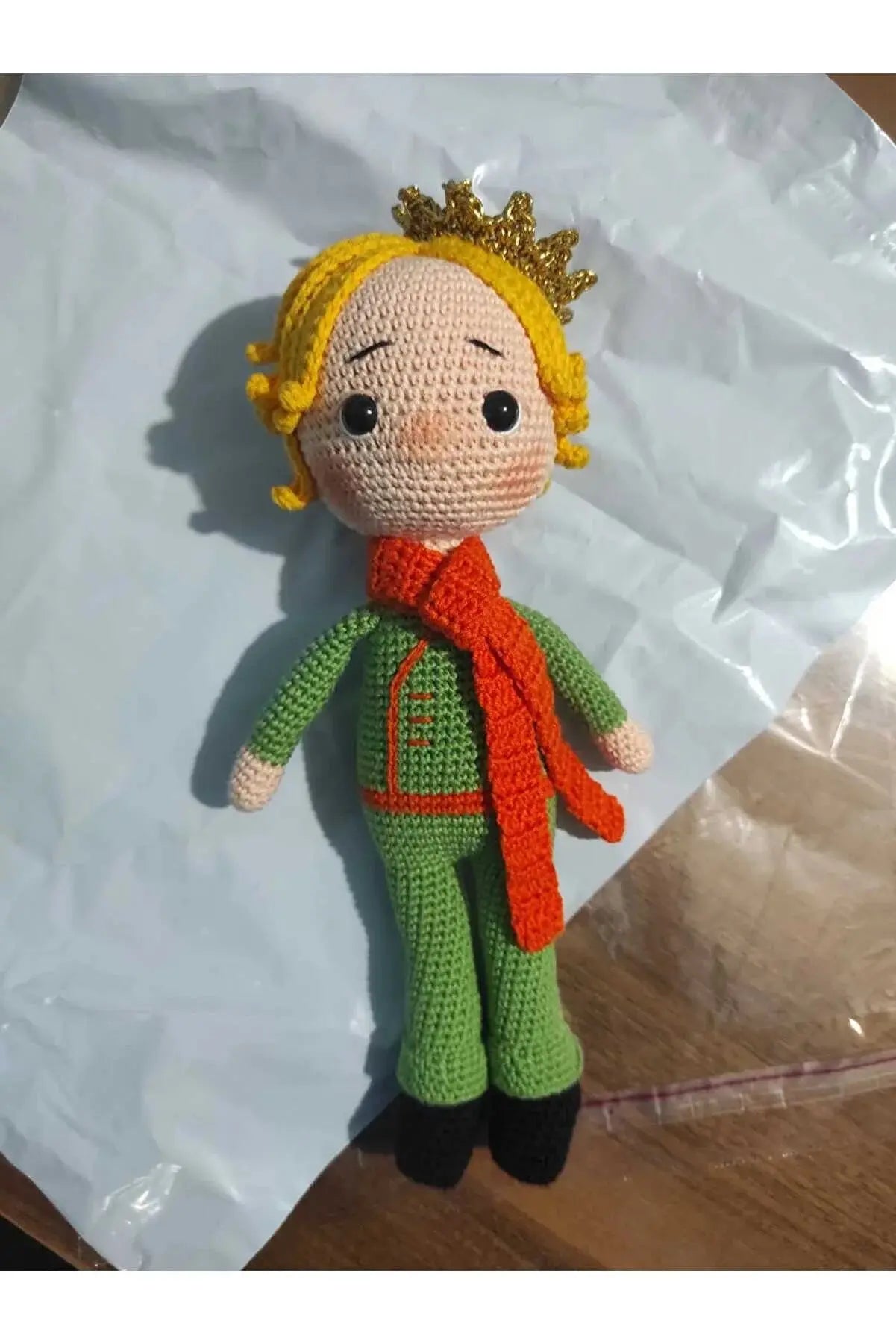 Crochet Little Prince Doll Toy - Handcrafted 100% Cotton Amigurumi Knitted Toy (12 inches) - Joy Gift London