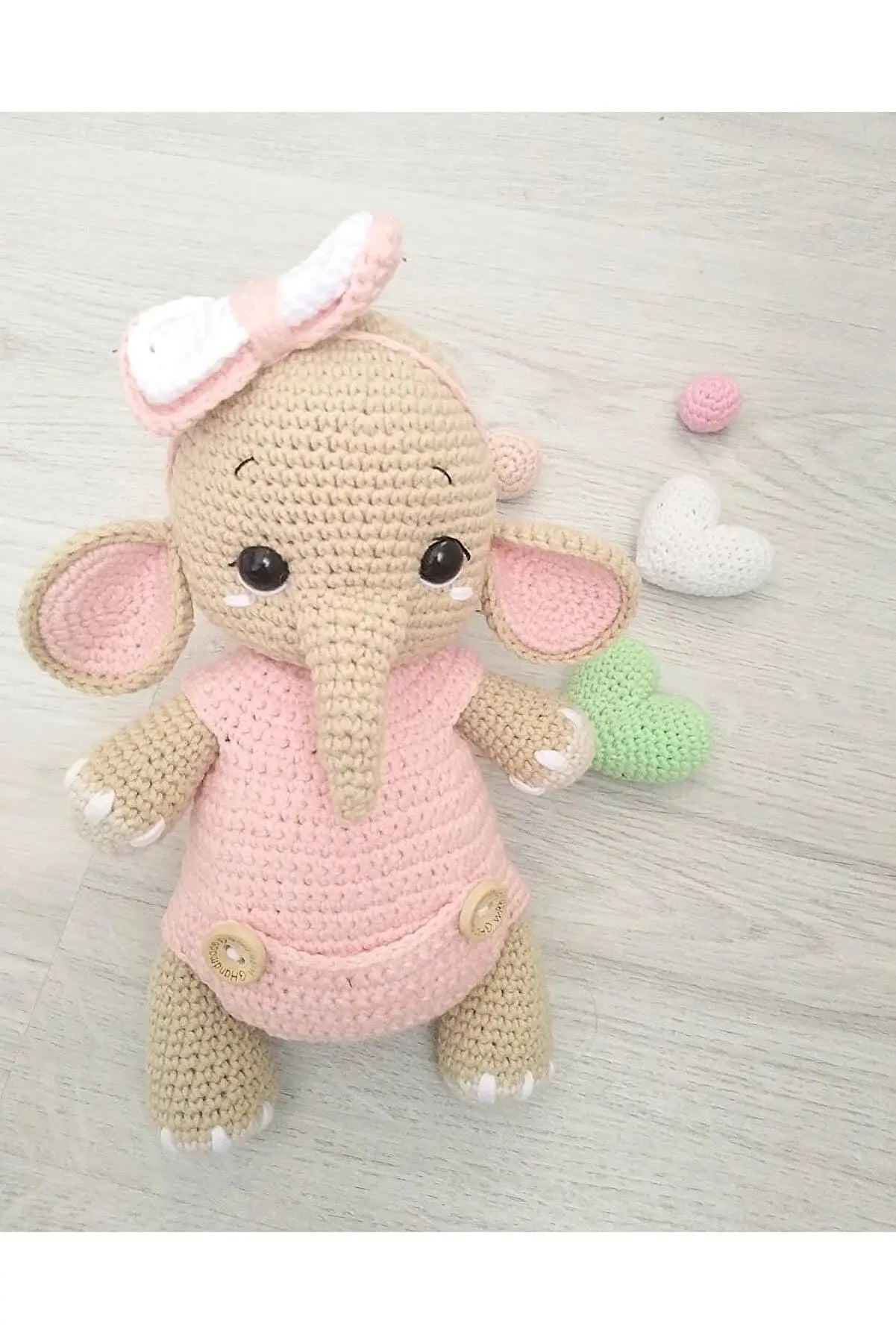 Crochet Elephant with Light Pink Jumper Toy - Joy Gift London