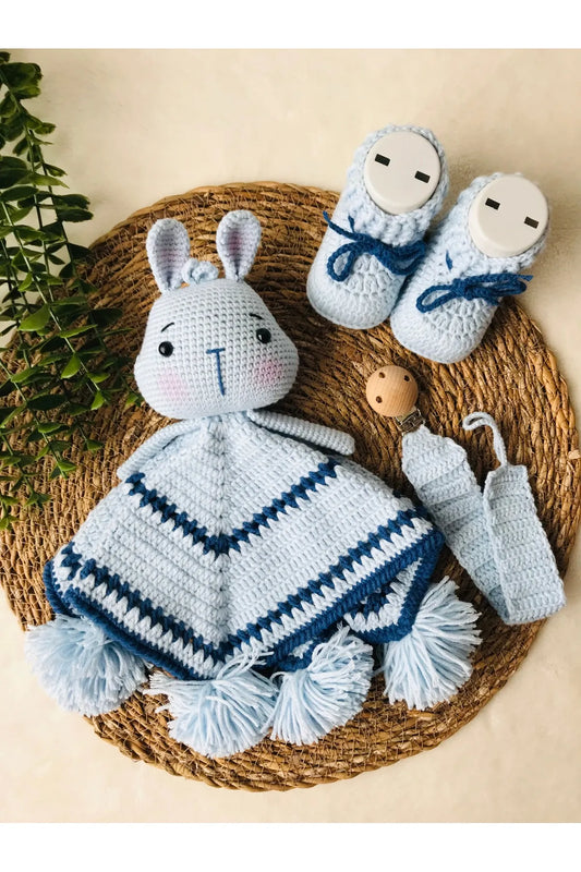 Crochet Newborn Sleeping Mate Rabbit Gift Set 3pc