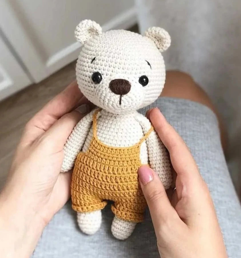 Crochet Cute Teddy Bear with Yellow Jumpsuit