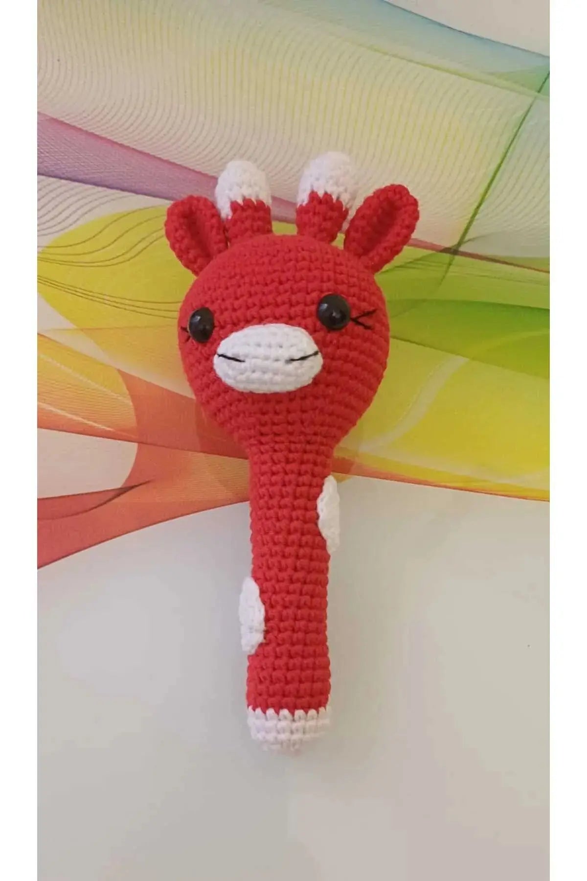 Crochet Giraffe Rattle Toy with Bell Joy Gift London