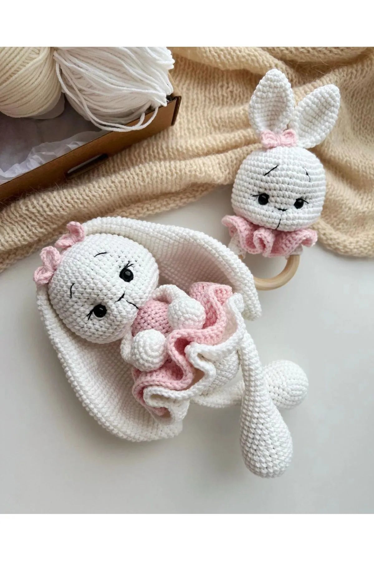 Crochet Toy Set Long Ear Rabbit 2pc