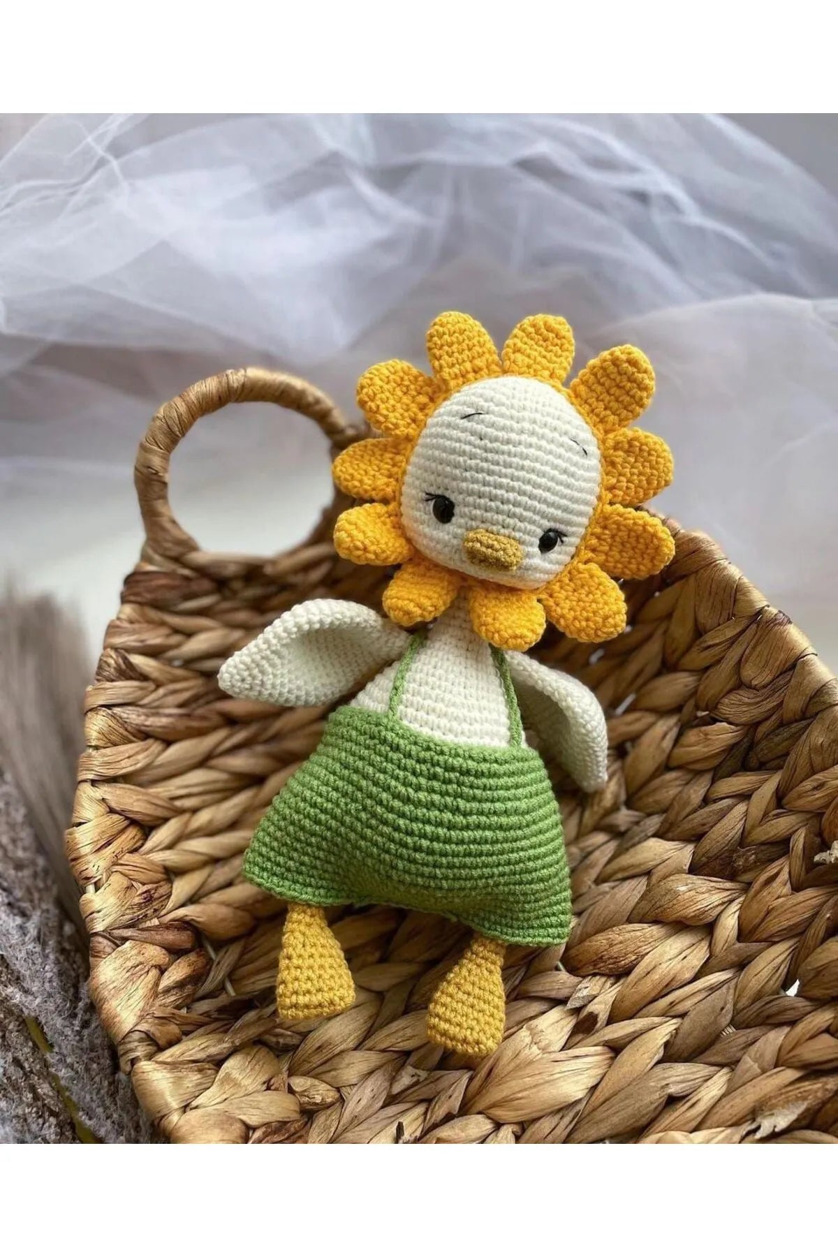 Crochet Cute Sunflower head Duck Toy