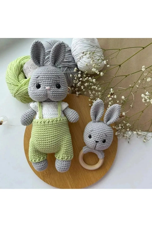 Crochet Newborn Gift Toy Set Rabbit 2pc - Joy Gift London