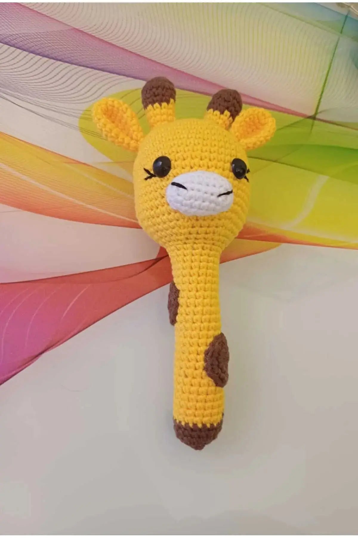 Crochet Giraffe Rattle Toy with Bell Joy Gift London