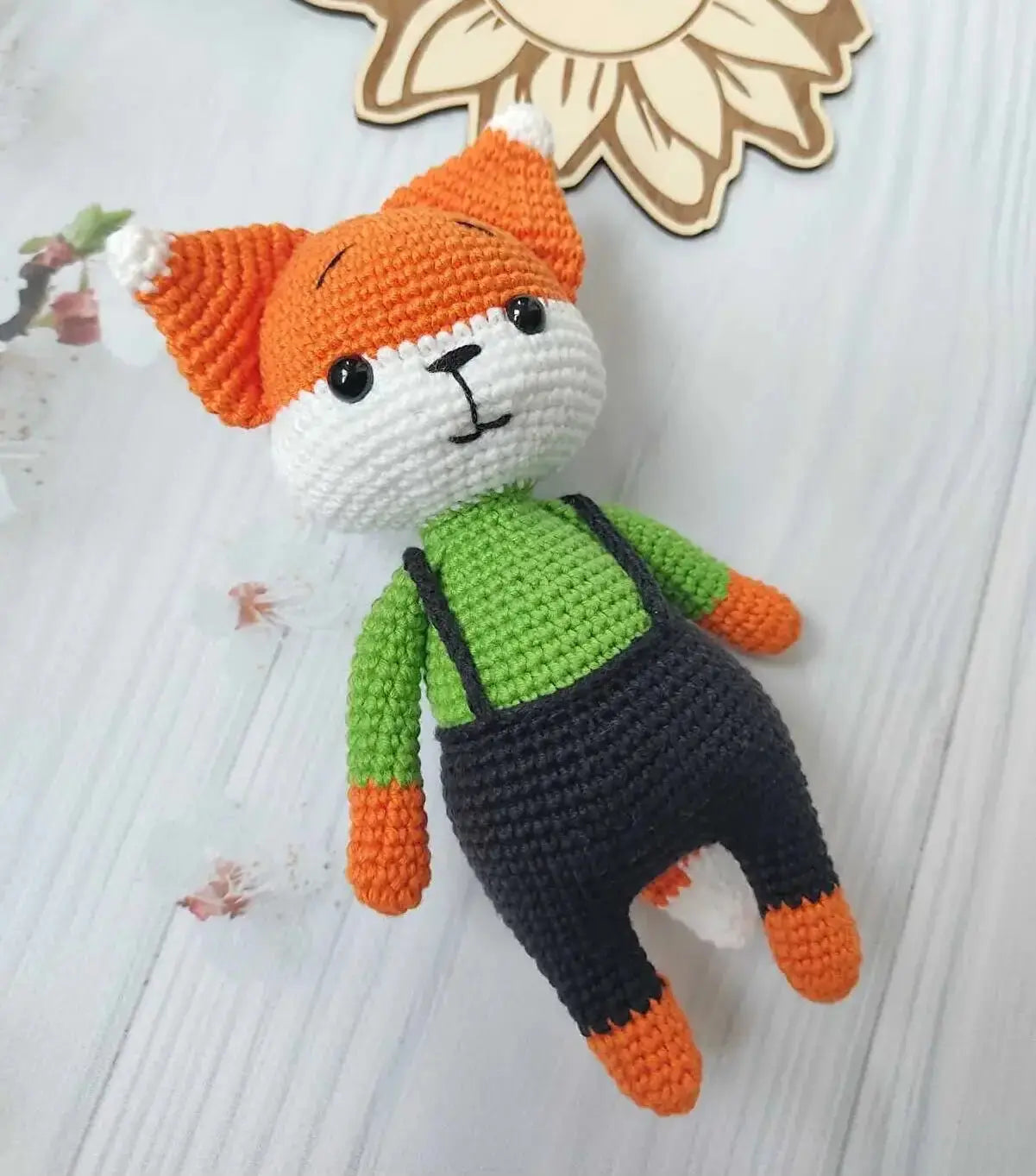 Crochet Cute Little Fox Boy Toy - Handcrafted Soft Plush Toy for Imaginative Adventures - Joy Gift London