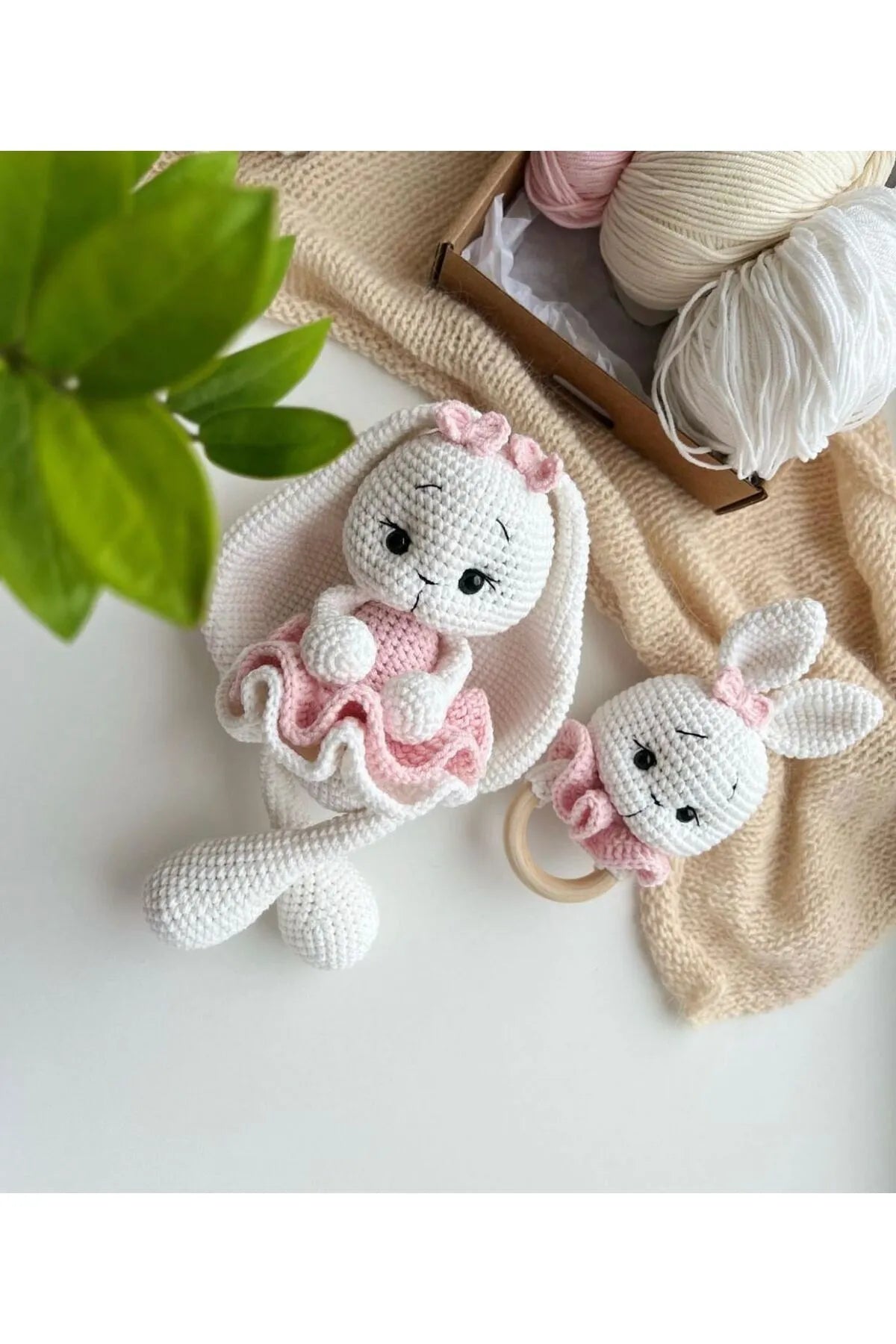 Crochet Toy Set Long Ear Rabbit 2pc